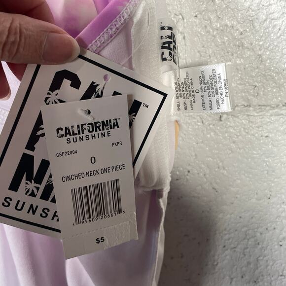 California Sunshine Juniors' Plus Size Tie-Dyed One-Piece Keyhole Swimsuit 0 - Picture 7 of 12